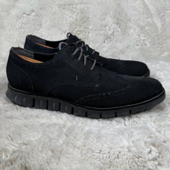 Cole Haan Zerogrand Oxford Casual Shoes Wingtip Black Gray Canvas Mens Size 11 M